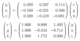 yuv2rgb, rgb2yuv matrix image